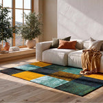 Alfombra geométrica de salón a cuadros multicolor Moar 16187 Atticgo