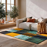 Alfombra geométrica de salón a cuadros multicolor Moar 16187 Atticgo