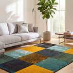 Alfombra geométrica salón a cuadros multicolor Moar 16187 Atticgo