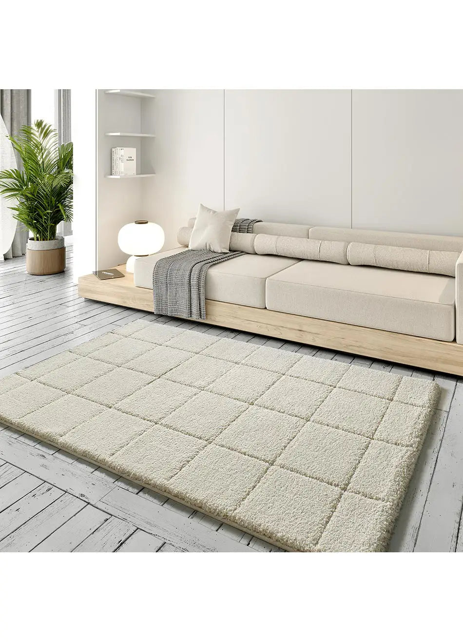 Alfombra salón shaggy en Blanco Molier 8787 Ambiente Atticgo