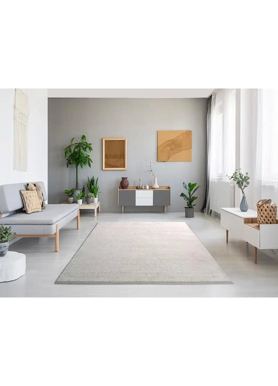 Atticgo Alfombra Montana Liso Blanco ambiente salón