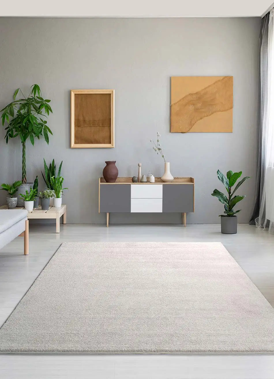 Alfombra a medida Montana Liso Blanco Ambiente | Atticgo