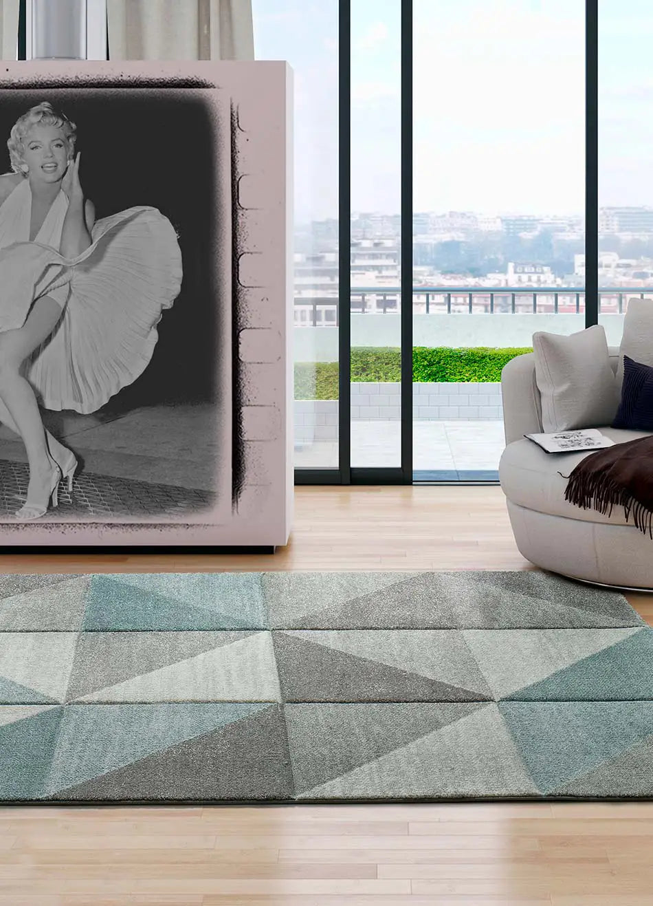 Atticgo Alfombra geométrica Naia 22406 Azul Ambiente