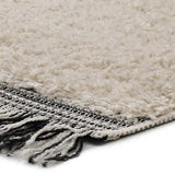 White Shaggy Rug with Fringes Native Cenefa 2144 
