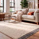 White Shaggy Rug with Fringes Native Cenefa 2144 