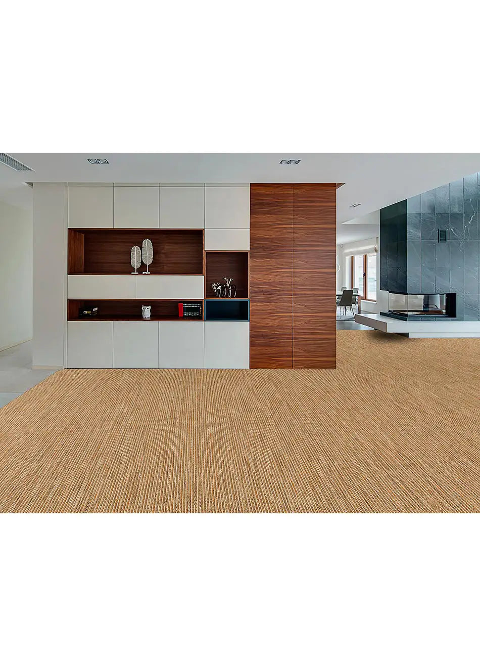 Alfombra a medida de exterior Natura 4001 Beige-Naranja en salón | Atticgo