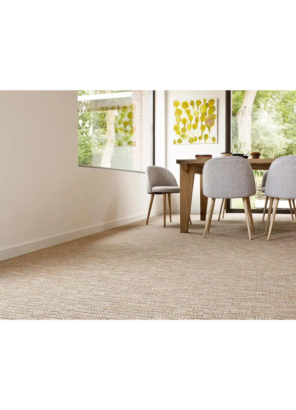 Alfombra a medida de exterior Natura 4001 Beige-Azul en salón | Atticgo