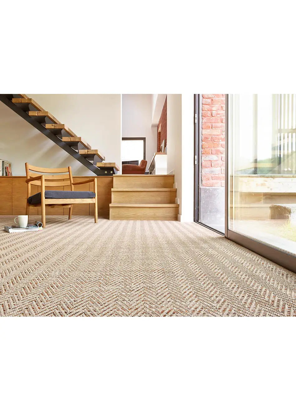 Alfombra a medida de exterior Natura 4027 Beige-Naranja en salón | Atticgo