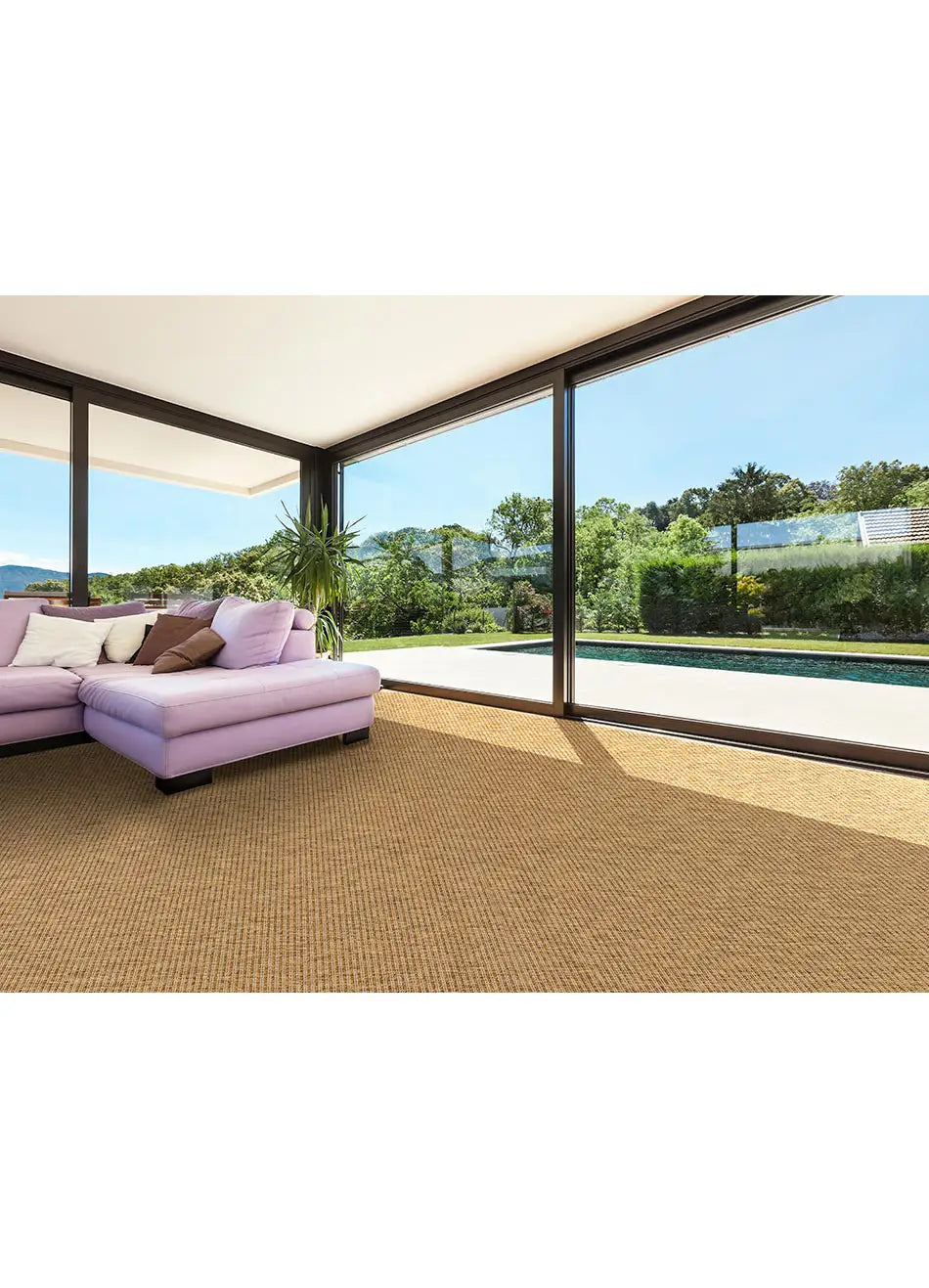 Alfombra a medida de exterior Natura 4501 Marrón en salón | Atticgo