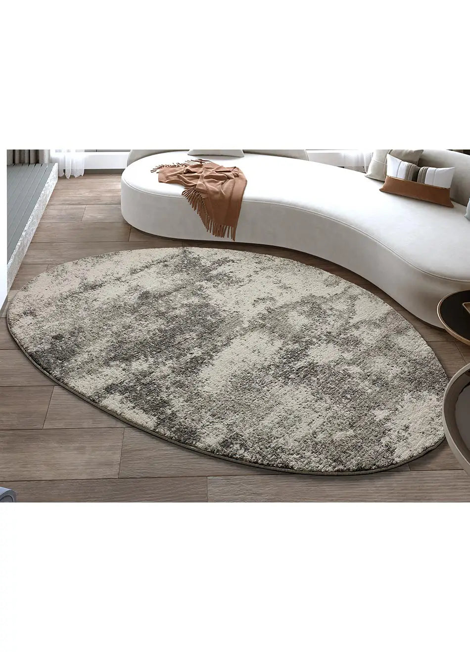 Alfombra abstracta con forma Niamey 642 Sh Gris Ambiente Salón Atticgo