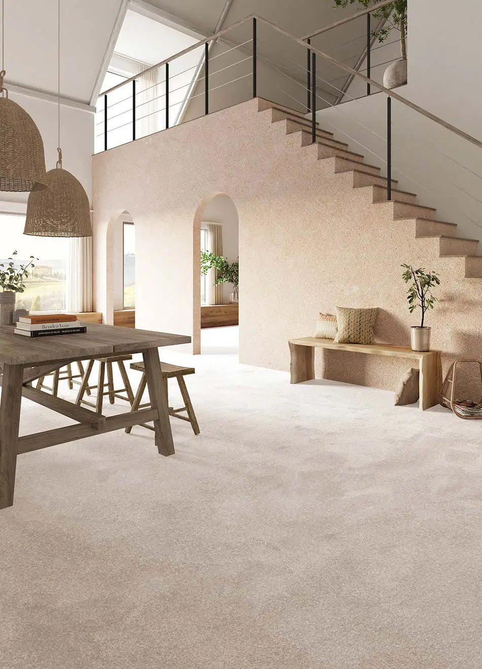 Alfombra a medida Nile Liso Crema Ambiente | Atticgo