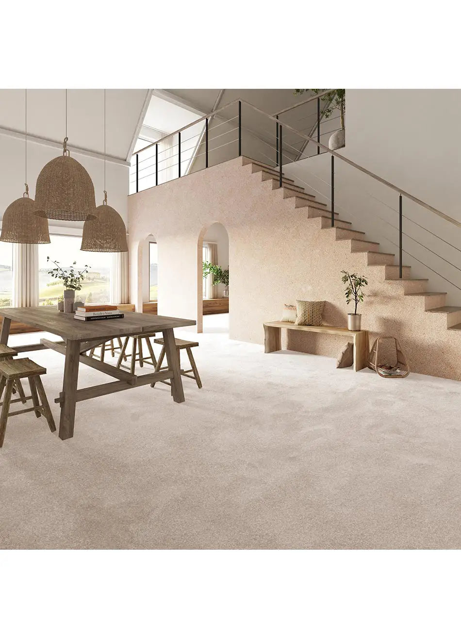 Alfombra a medida Nile Liso Crema en el salón | Atticgo