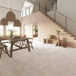 Alfombra a medida Nile Liso Crema en el salón | Atticgo