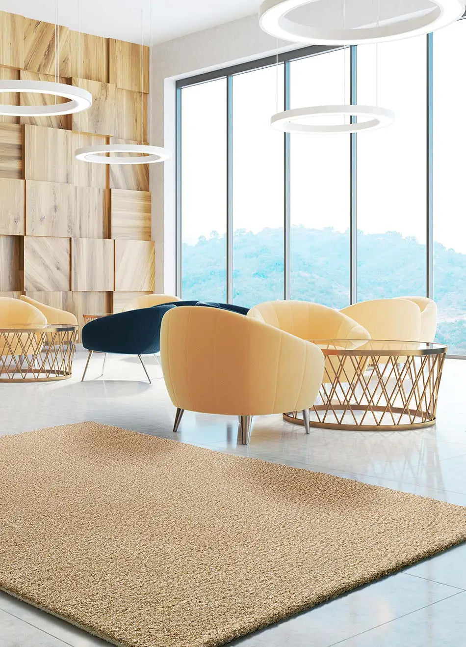 Alfombra salón shaggy lisa Norge 8507 Beige | Atticgo