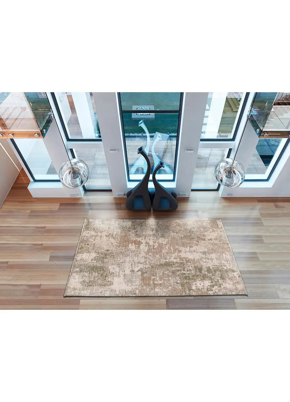 Alfombra abstracta con flecos para salón Ona 52093 Verde Atticgo