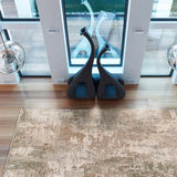 Alfombra abstracta con flecos salón Ona 52093 Verde Atticgo
