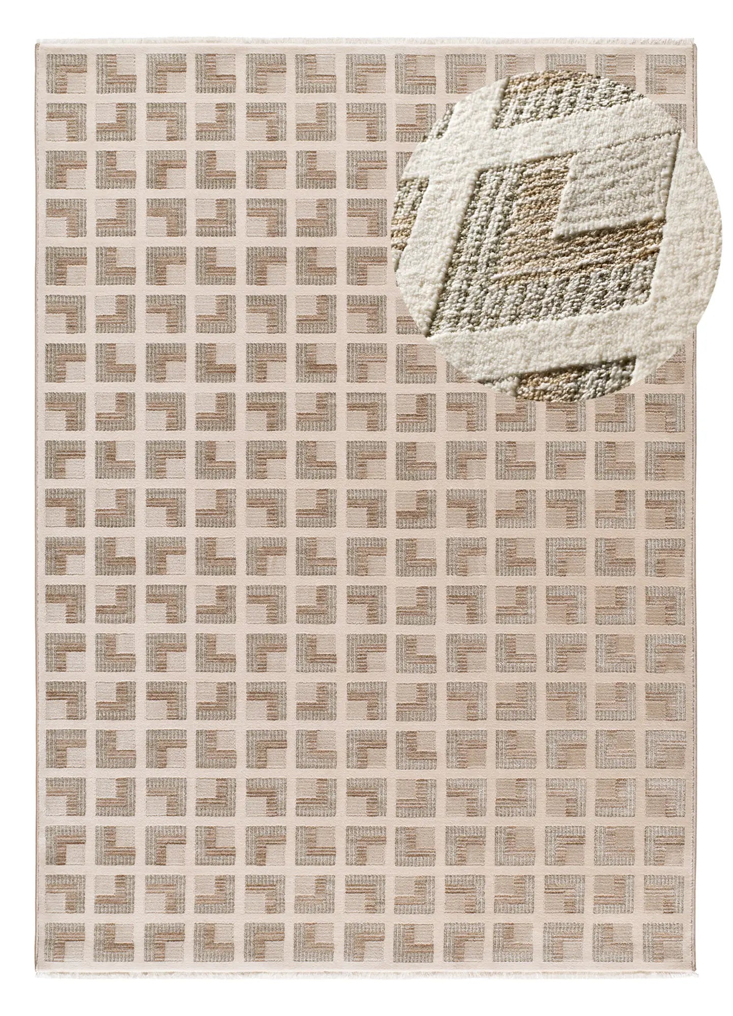 Alfombra geométrica con flecos Ona 52094 Beige Atticgo