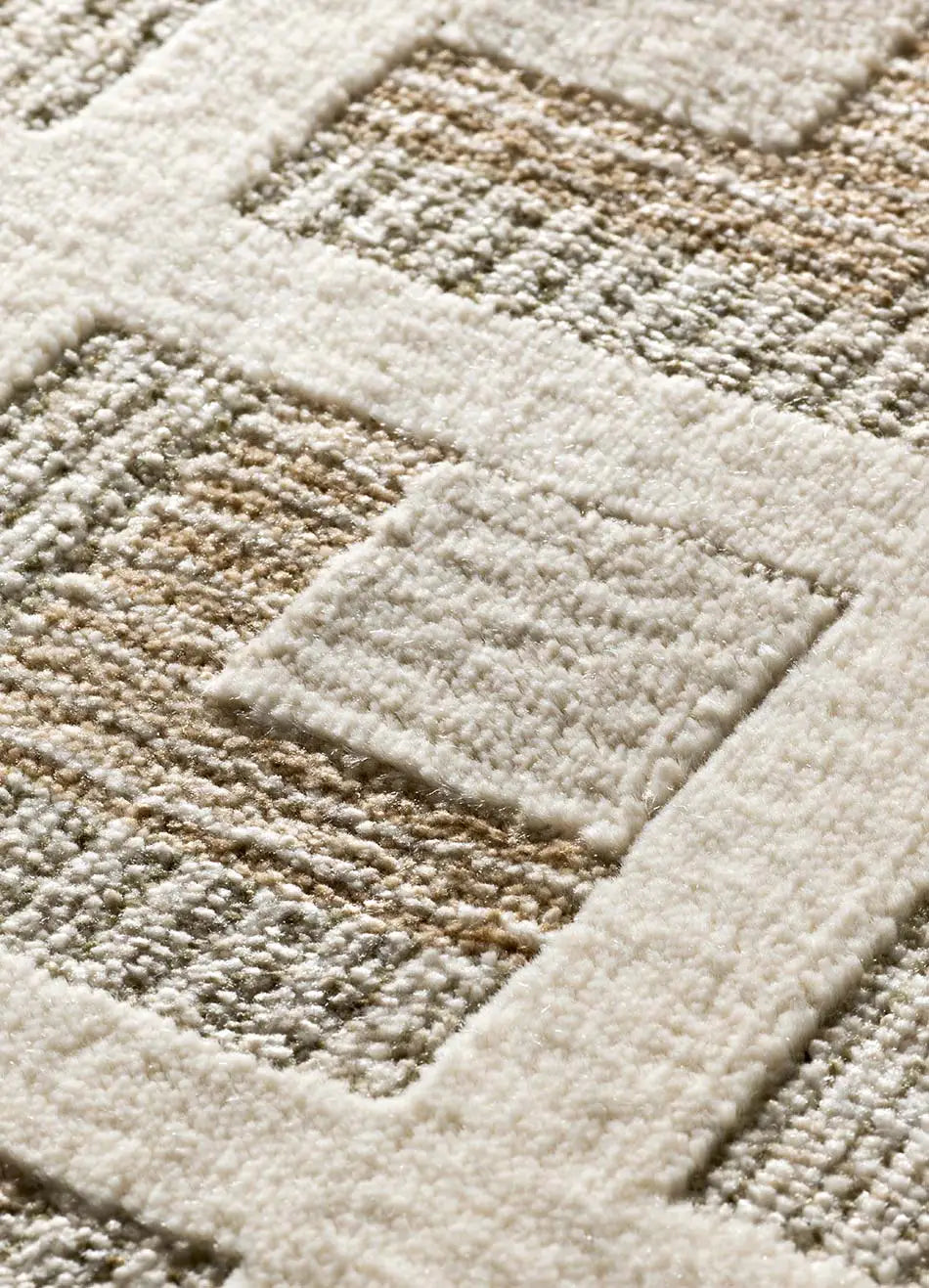Alfombra geométrica con flecos detalle Ona 52094 Beige Atticgo