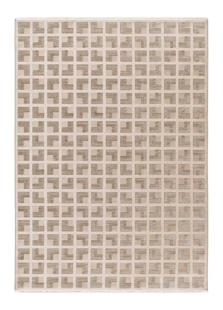 Alfombra geométrica con flecos producto Ona 52094 Beige Atticgo