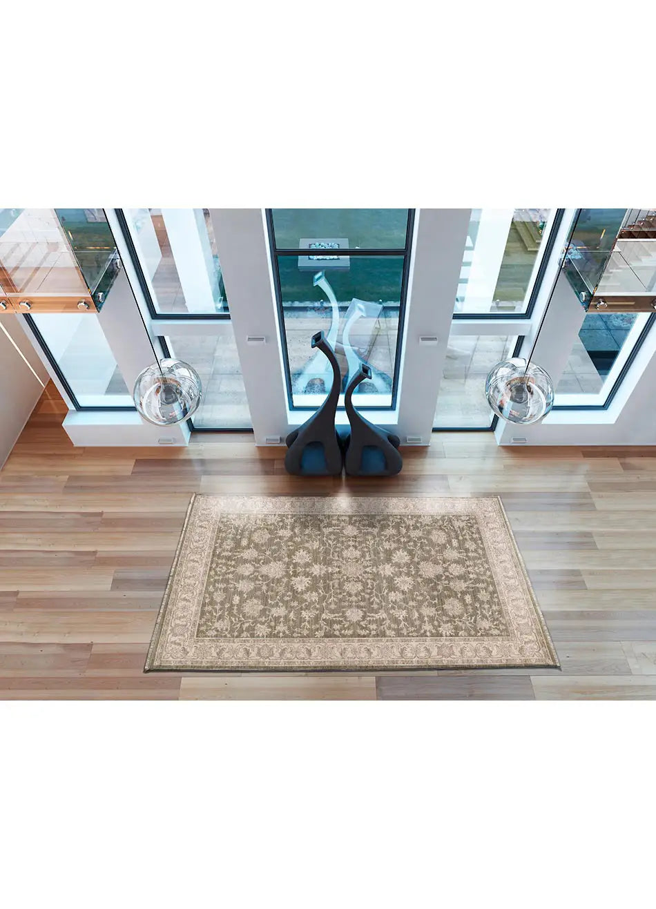 Alfombra vintage con flecos para salón Ona 52095 Verde Atticgo