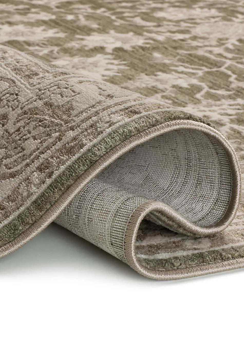 Alfombra vintage con flecos doblada Ona 52095 Verde Atticgo