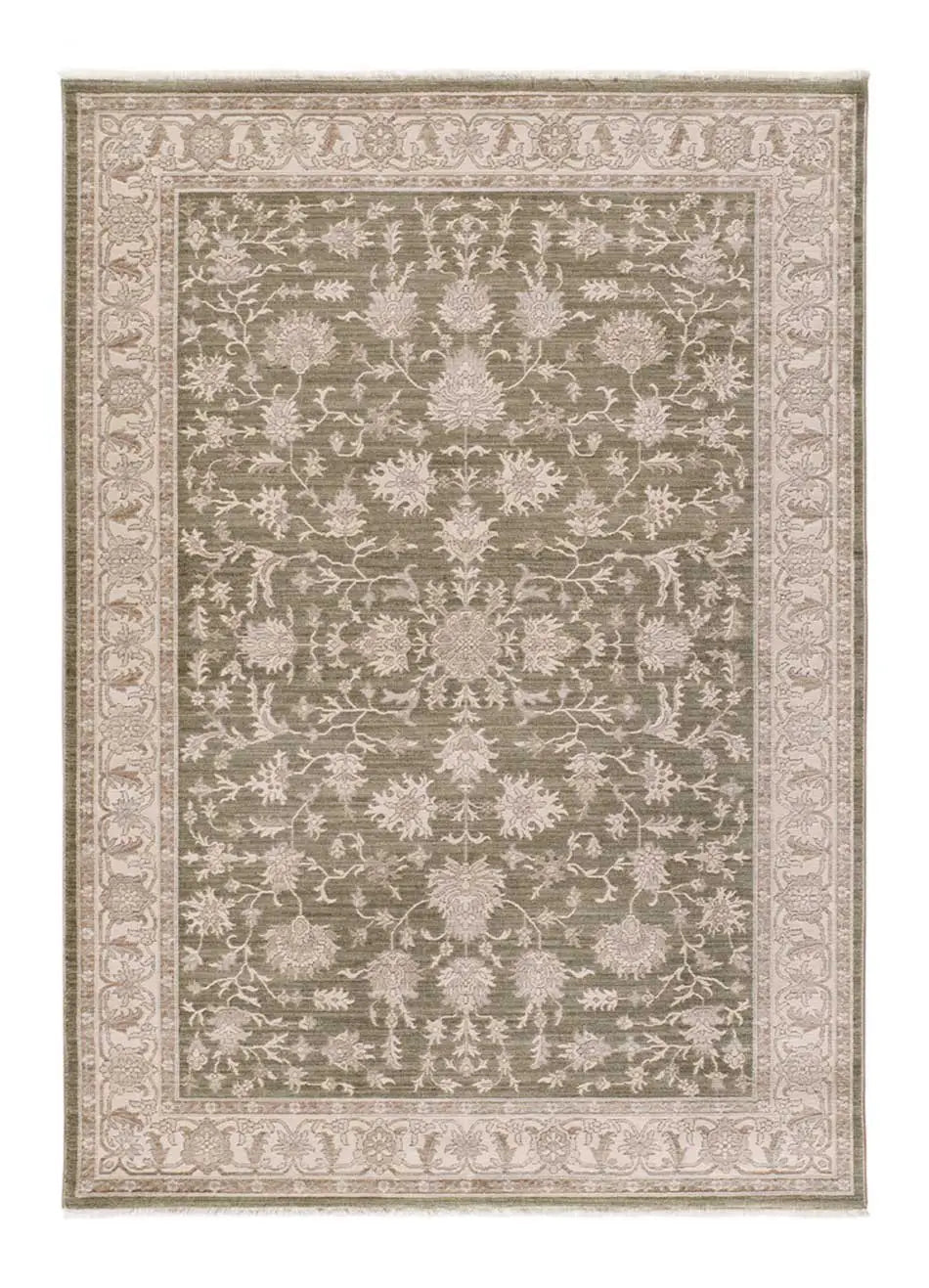 Alfombra vintage con flecos Ona 52095 Verde Atticgo Alfombra