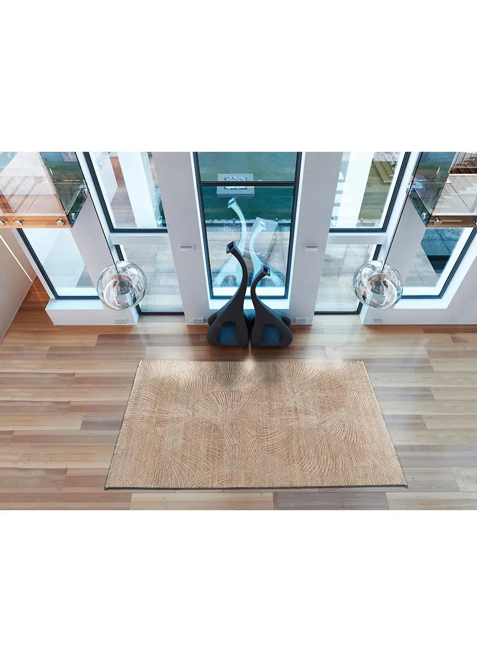 Alfombra geométrica con flecos para salón Ona 52100 Beige
