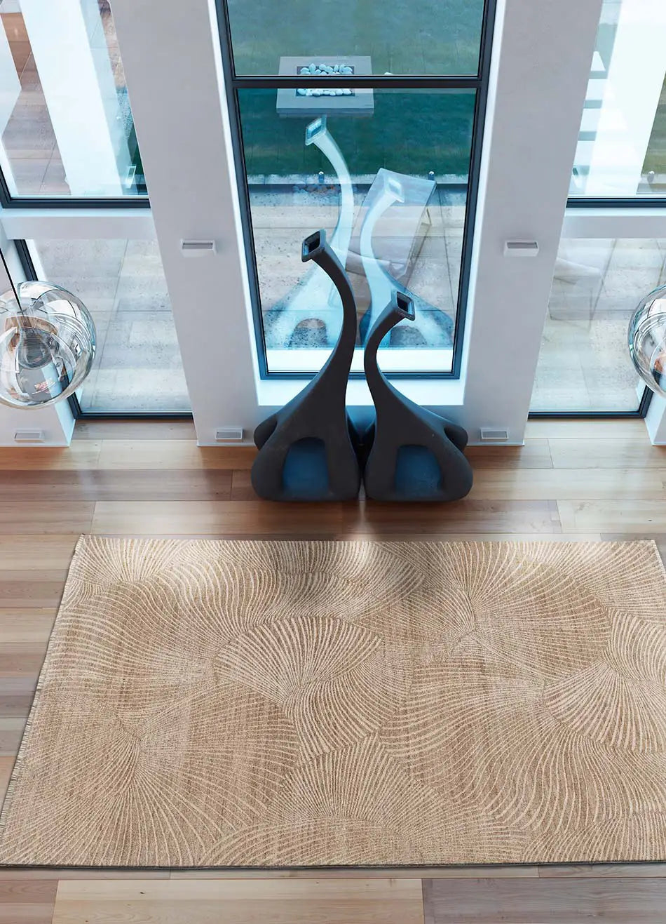 Alfombra geométrica con flecos salón Ona 52100 Beige