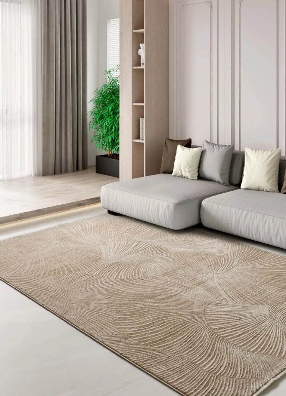 Alfombra geométrica con flecos salón Ona 52100 Beige