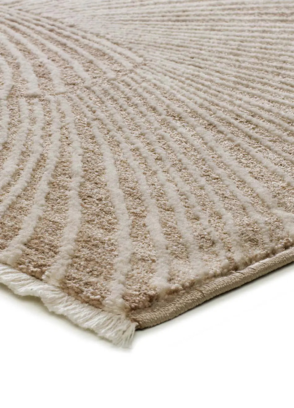 Alfombra geométrica con flecos esquina Ona 52100 Beige