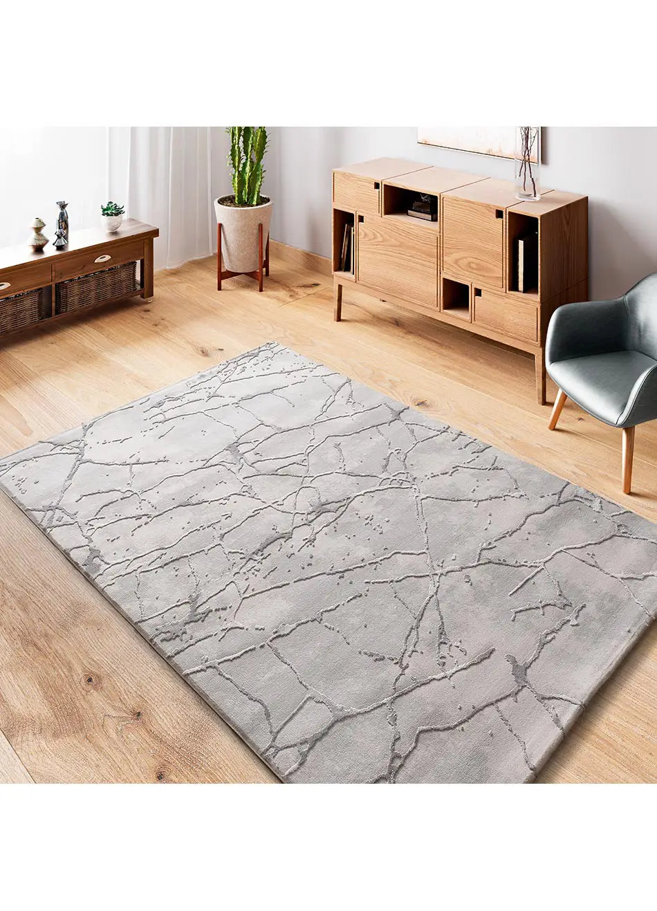 Alfombra para salón efecto mármol con relieve Oris 35 Plata Atticgo