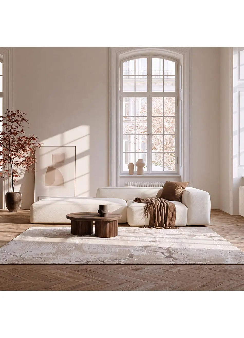 Alfombra efecto mármol con relieve Oris 4208 Beige Atticgo