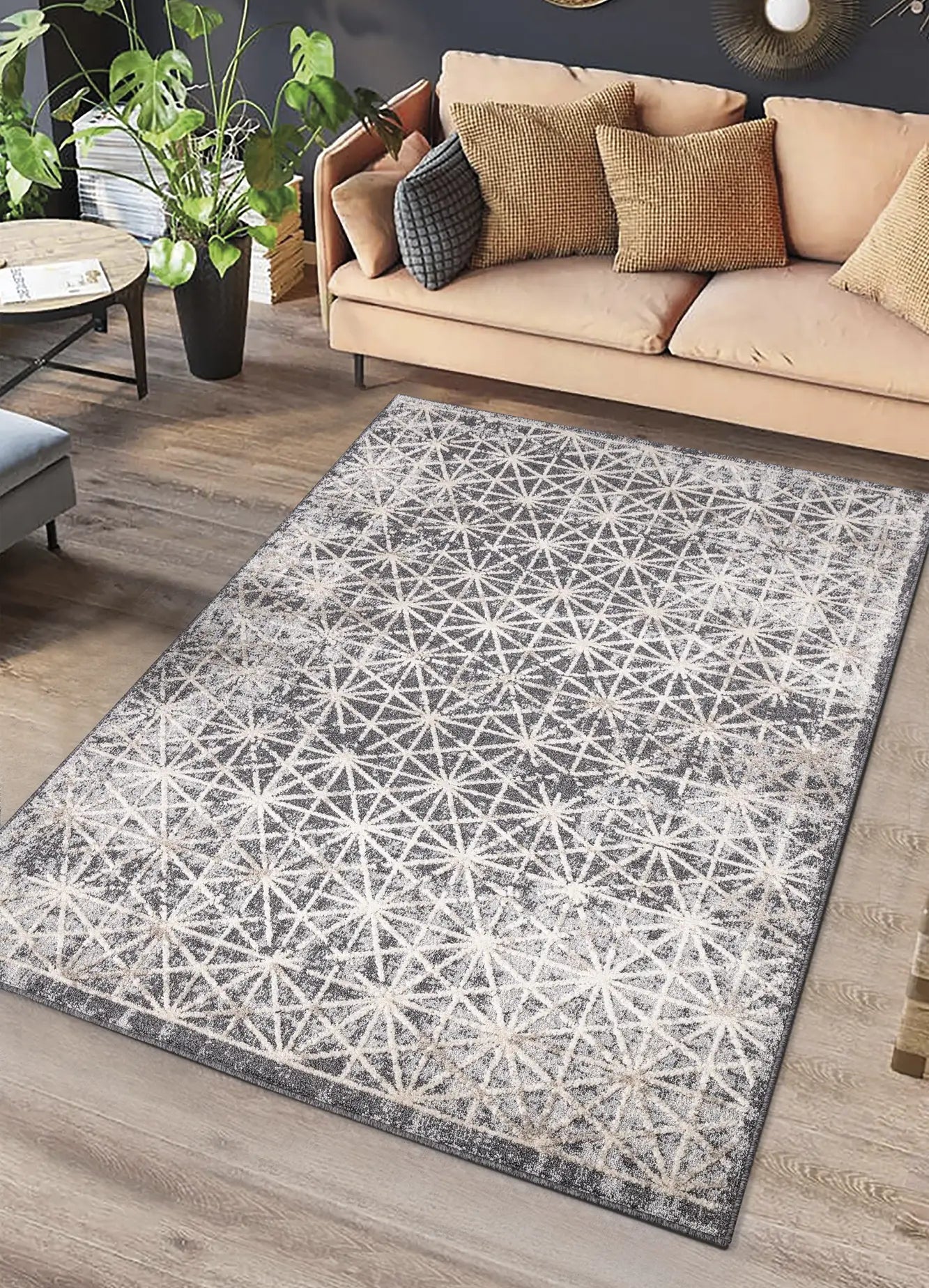 Atticgo Alfombra geométrica Paula 6737 Gris ambiente