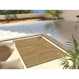 Alfombra de exterior a cuadros efecto yute y verde Pérgola 12615 Atticgo zona piscina