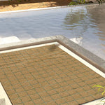 Alfombra de exterior a cuadros efecto yute y verde Pérgola 12615 Atticgo Para terraza