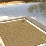 Alfombra de exterior a cuadros efecto yute y verde Pérgola 12615 Atticgo Para terraza