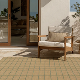 Alfombra de exterior a cuadros efecto yute y verde Pérgola 12615 Atticgo Terraza