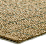 Alfombra de exterior a cuadros efecto yute y verde esquina Pérgola 12615 Atticgo