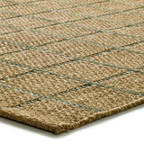 Alfombra de exterior a cuadros efecto yute y verde esquina Pérgola 12615 Atticgo