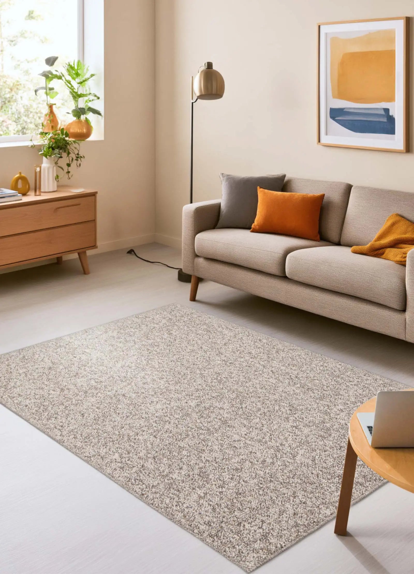 Alfombra a medida lavable tejido en bucle Petra Liso Gris | Atticgo
