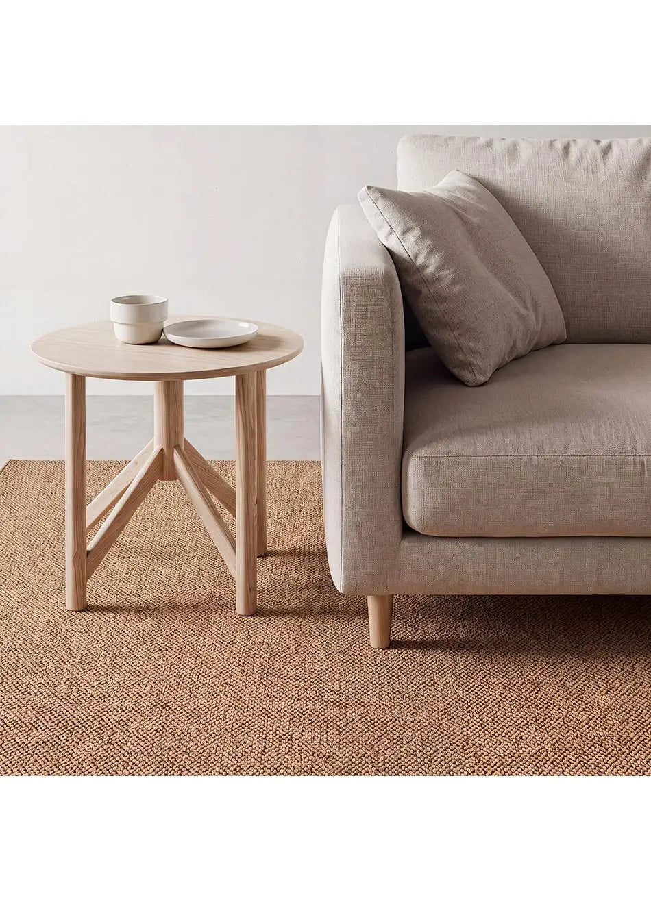 Alfombra a medida lavable tejido en bucle Petra Liso Natural | Atticgo