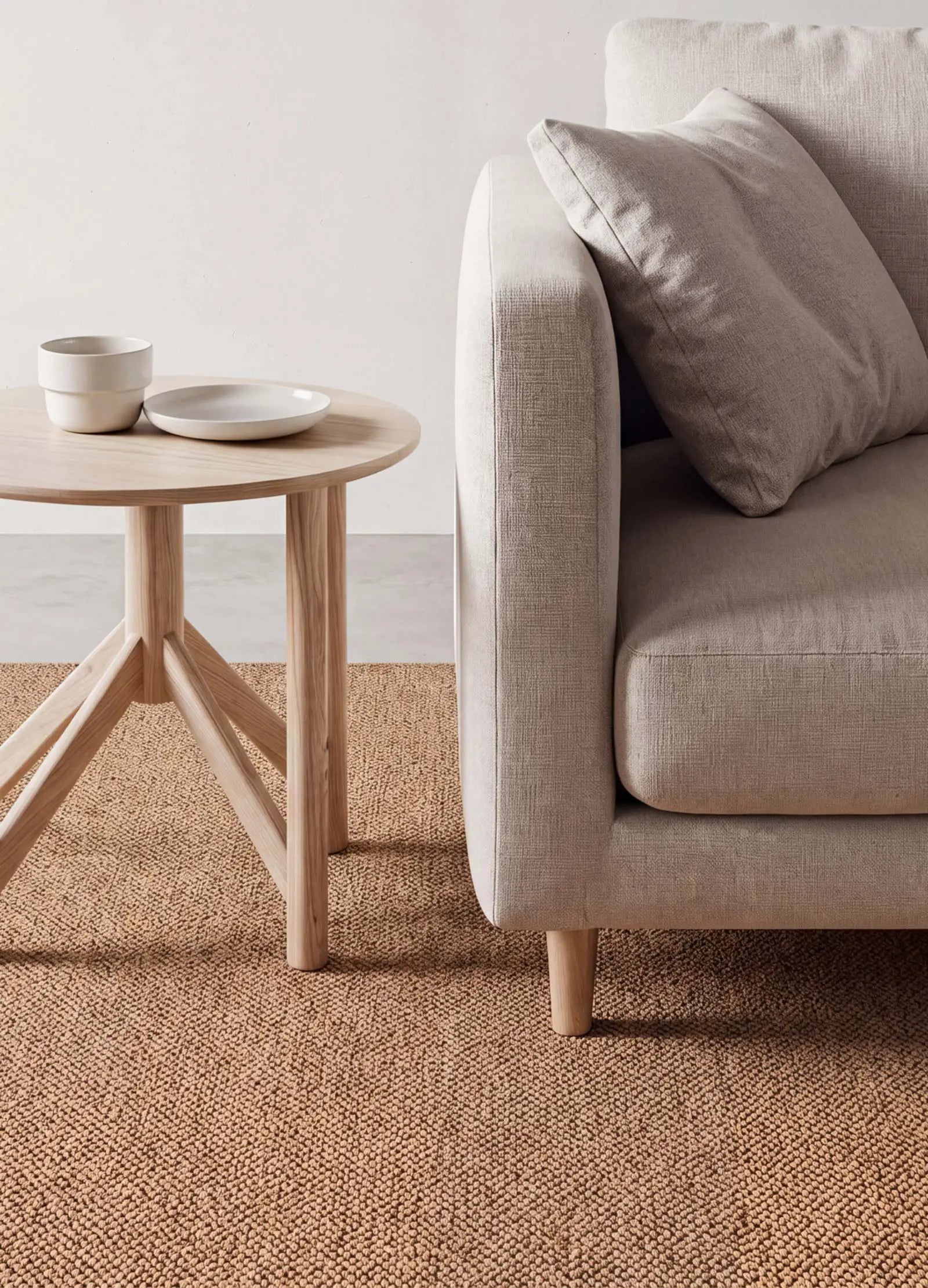 Alfombra a medida lavable tejido en bucle Petra Liso Natural | Atticgo