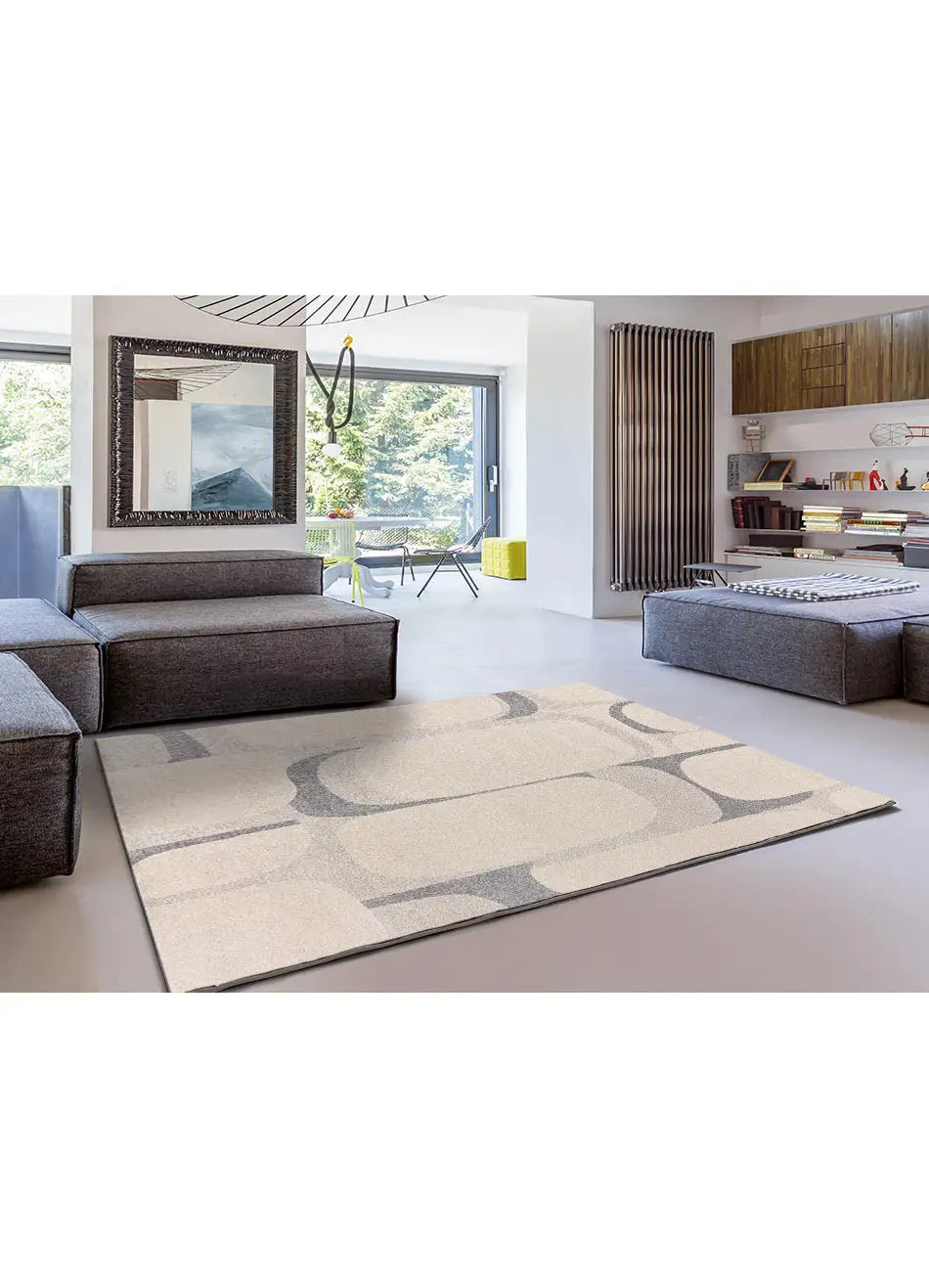 Atticgo Alfombra Abstracta Porto 12915 Plata ambiente salón