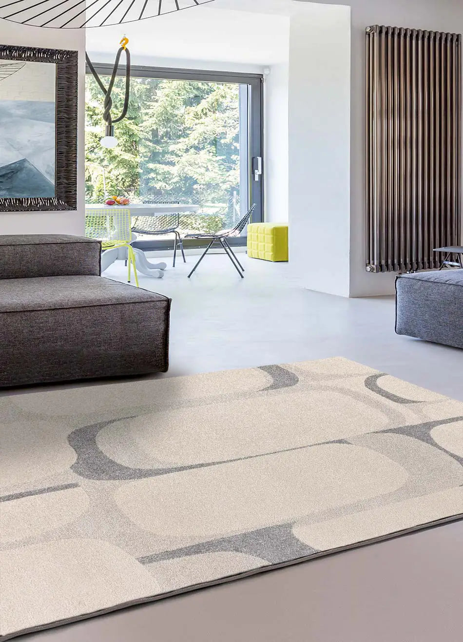 Atticgo Alfombra Abstracta Porto 12915 Plata ambiente