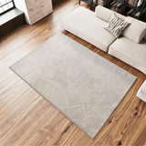 Atticgo Alfombra Geométrica Porto 12919 Plata ambiente salón