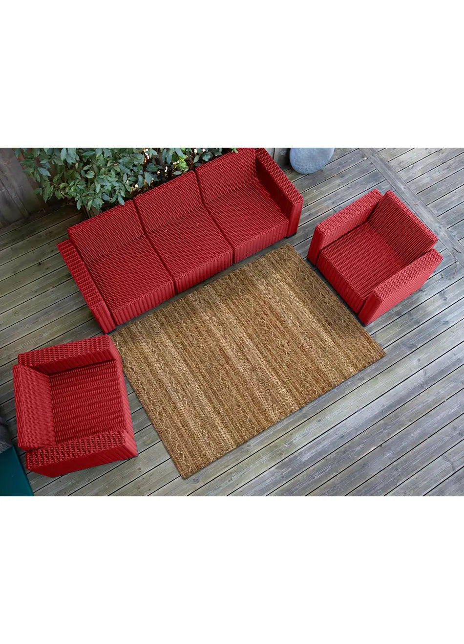 Alfombra a medida de exterior Rainbow 8217 Beige en terraza | Atticgo