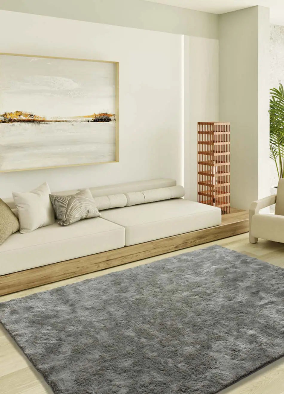 Atticgo Alfombra shaggy antideslizante Roma Liso Antracita ambiente