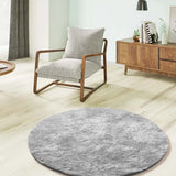 Atticgo Alfombra redonda shaggy antideslizante Roma Liso Plata ambiente