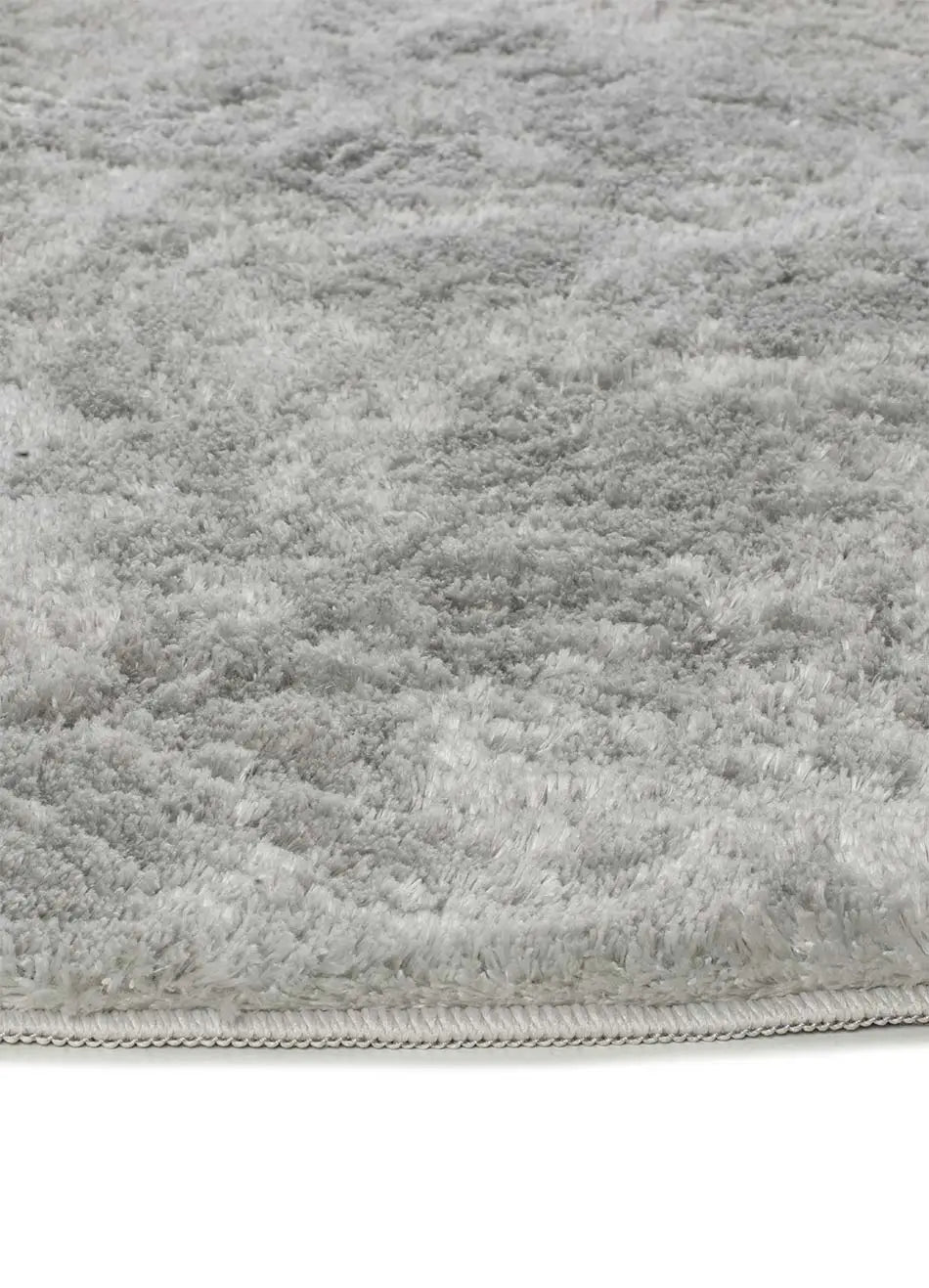 Atticgo Alfombra redonda shaggy antideslizante Roma Liso Plata detalle