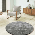 Atticgo Alfombra redonda shaggy antideslizante Roma Liso Antracita ambiente